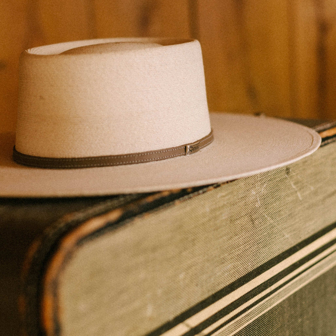 Flatbrim Nevada Hat on Suitcase