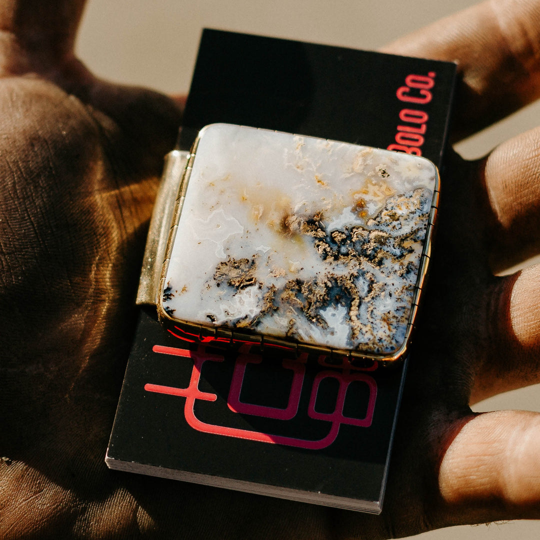 Graveyard Point Plume Agate Money Clip with Cards