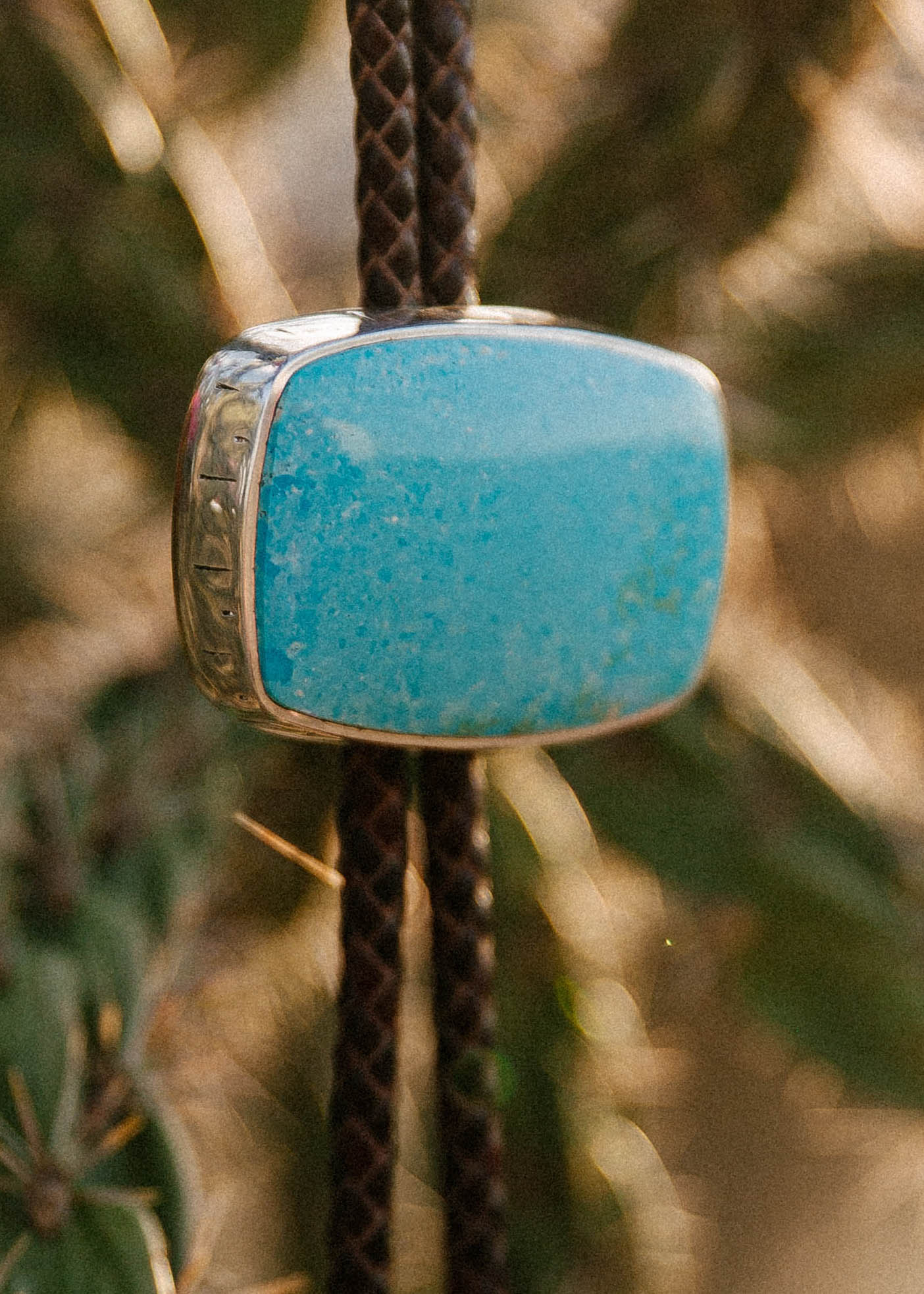 Handcrafted custom turquoise bolo tie necklace