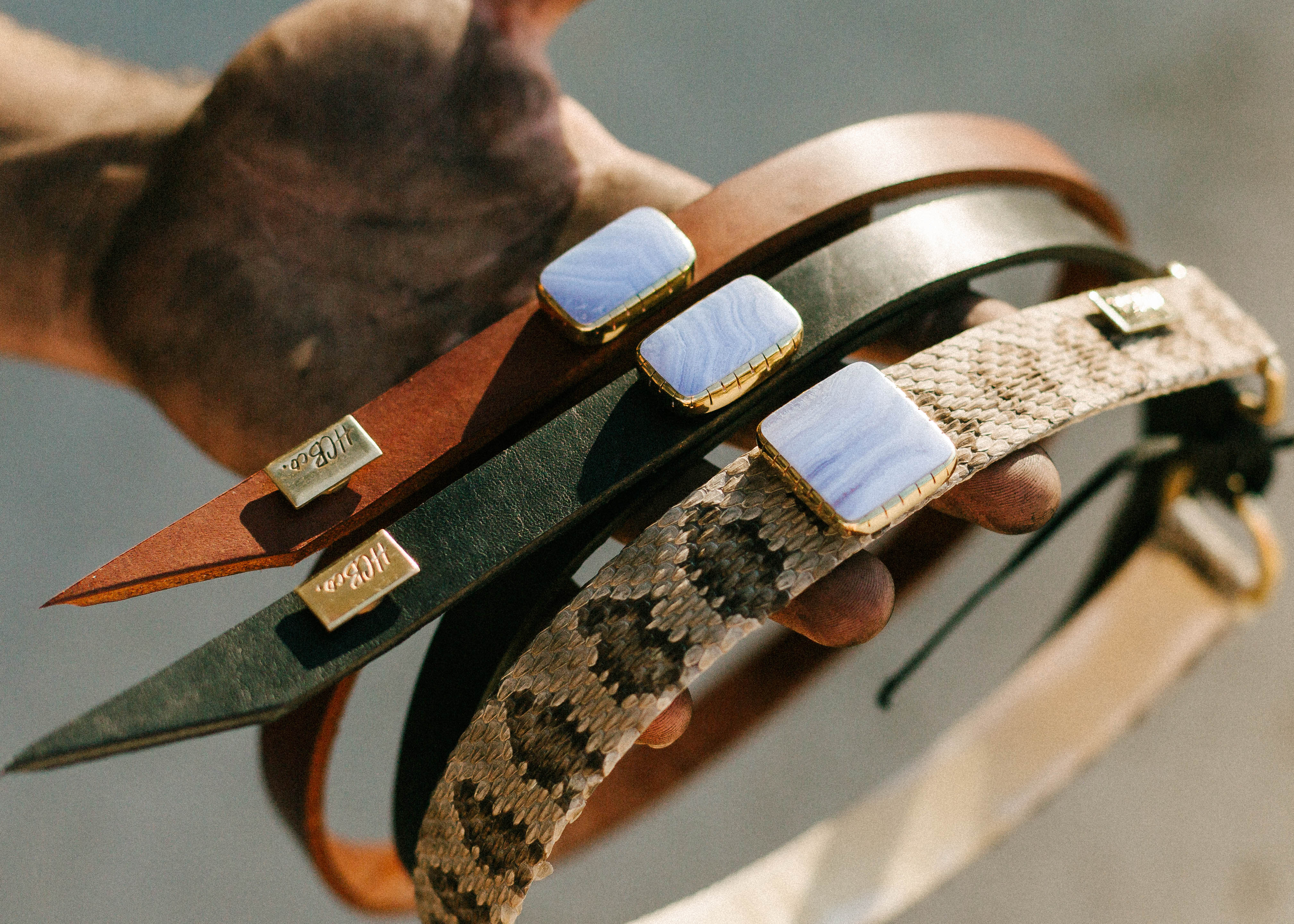 Blue Lace Agate Hatbands in Hand