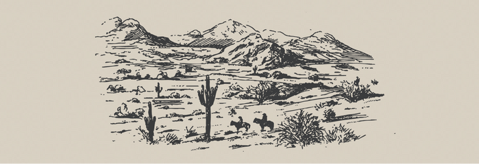 Desert Mountain Landscape With Cactus And Horseman Design