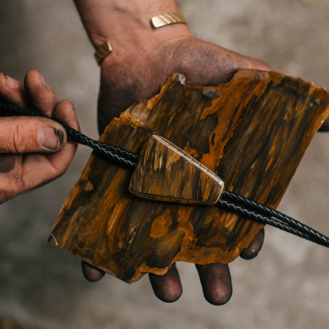High Plains Driftwood Bolo Tie With Black Cord